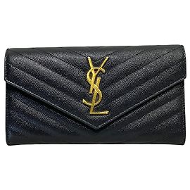 Saint Laurent Cassandra Matelassé Large Flap Wallet Black