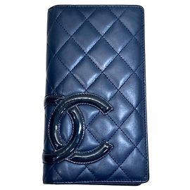 Chanel Cambon Line A26717 Bi-fold Wallet Navy blue