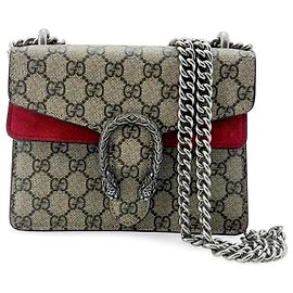 Gucci Dionysus Bag GG Coated Canvas and Leather Small Beige