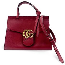 Borsa Gucci GG Marmont Top Handle in pelle Small Rosso