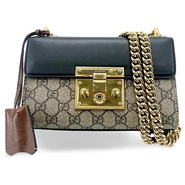 Gucci GG Padlock Shoulder Bag GG Embossed Leather Small Beige