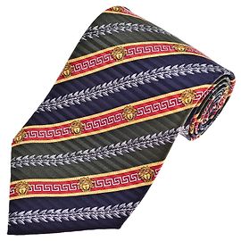 Versace Gravata de seda Medusa e Grega Vermelho Azul Verde Gold hardware