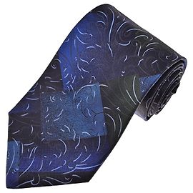 Gianni Versace Patterned Silk Tie - Blue and Black Black Blue