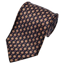 Brioni Floral Pattern Silk Tie Black Golden