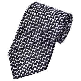 Brioni Geometric Pattern Silk Tie Black White