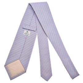 Autre Marque Luigi Borrelli Corbata de seda a rayas azul claro Rosa Otro Azul claro