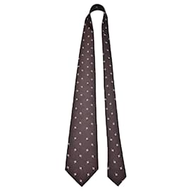 Autre Marque Brown Silk Leaf Pattern Tie Brown