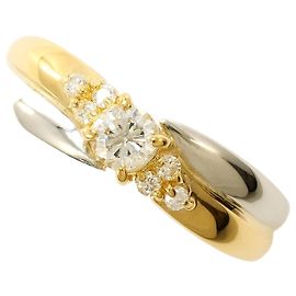 Autre Marque 18K Yellow Gold and Platinum Band Ring with Diamond Golden Other