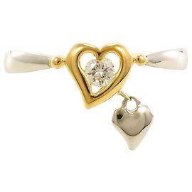 Autre Marque PT900 Platinum and 18K Yellow Gold Band Ring with Diamond Golden Other
