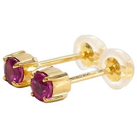 Autre Marque 18K Yellow Gold Ruby Stud Earrings Golden