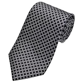 Autre Marque Stefano Ricci Geometric Pattern Silk Tie Black White