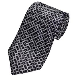 Autre Marque Corbata de seda Stefano Ricci con estampado geométrico Negro Blanco