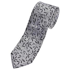 Corbata de seda Dolce & Gabbana estampado hojas Negro Gris