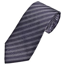 Christian Dior Corbata de seda a rayas Plata Azul oscuro