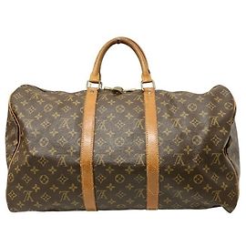 Sac à main Louis Vuitton Monogram Keepall 50 Marron