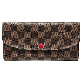 Louis Vuitton Damier Portefeuille Emilie Long Wallet Braun Rot