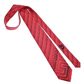 Cravatta in seta Gianni Versace Greca Nero Rosso
