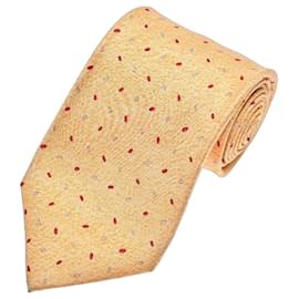 Bulgari Yellow Silk Micro-Pattern Tie Red Grey Yellow