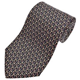 Salvatore Ferragamo Silk Golf Motif Tie Black Golden