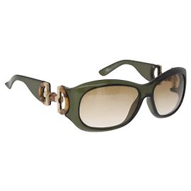 Óculos de sol GUCCI Bamboo Horsebit plástico Verde Auth BA12852 Verde