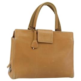 PRADA Tote Bag Leather Beige Silver Auth bs35304 Silvery Beige