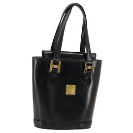 Borsa a Mano MCM Vicetos Logogram Pelle Nera e Oro Auth 180670 Nero D'oro