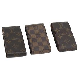 LOUIS VUITTON Monogram Damier Ebene Etui Cigarette Case 3 Set LV Auth BA12680 Monogramm