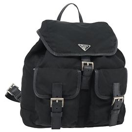 Zaino PRADA Nylon Nero Argento Auth 180665A Nero Argento