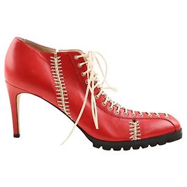 Versace Red Leather Heels Red