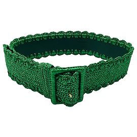 Cinto largo de ráfia verde e couro Dolce & Gabbana Verde
