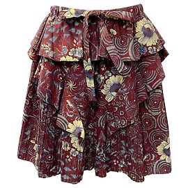 Minifalda de volantes Ulla Johnson Sigrid con estampado floral burdeos / amarillo Púrpura