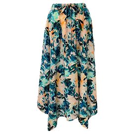 Falda midi Madelyn de algodón con estampado floral Delphinium Multi Ulla Johnson Azul