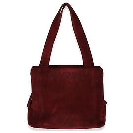 Chanel Vintage Red Suede Logo Small Tote Red