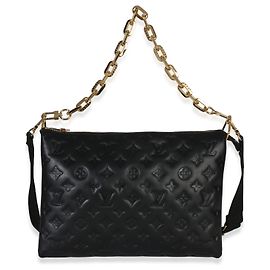Louis Vuitton Black Monogram Embossed Lambskin Coussin MM Black