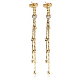 David Yurman Yellow Gold Diamond Petite Helena Chain Drop Earrings Other