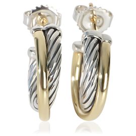 Orecchini a cerchio Crossover in oro giallo 18K 1/4 e argento sterling David Yurman Altro