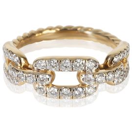 David Yurman Yellow Gold Diamond Stax Chain Link Ring Other