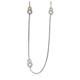 Collana Belmont Curb Station in oro giallo e argento sterling David Yurman Altro