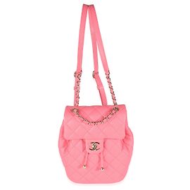 Chanel Pink Quilted Caviar Drawstring Backpack Handbag Pink