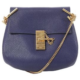 Chloé Bolsa transversal de corrente em couro Chloe Drew Azul Marinho Azul marinho