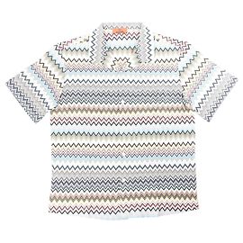 Missoni GEMUSTERTES Kurzarmhemd in Grau x Multicolor, Größe 48 IT Grau