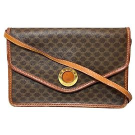Céline Celine Macadam Pattern Shoulder Bag Brown