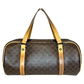 Céline Celine Macadam Pattern Mini Boston Handbag Brown