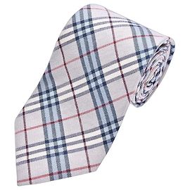 Gravata Burberry xadrez Branco Vermelho Azul Cinza