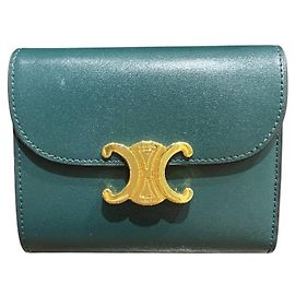 Céline Cartera compacta con solapa Celine Triomphe Verde