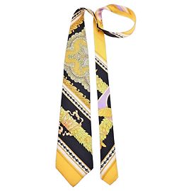 Gianni Versace Corbata de Seda Negro Púrpura Amarillo