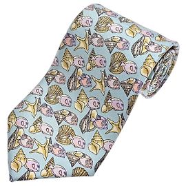 Gucci Gravata de seda motivo conchas Rosa Bege Outro Amarelo Azul claro