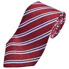 Kiton Striped Silk Tie Red Light blue