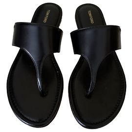 Tom Ford Leder-Sandalen mit Riemchen, Schwarz Schwarz