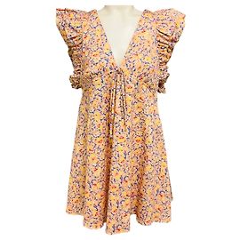 Autre Marque Vestido Nola de algodão Yellow Garden de Kika Vargas Multicor